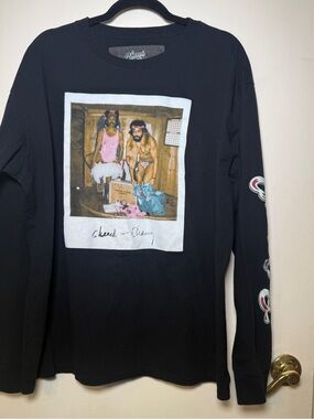 Cheech & Chong Black Graphic Long Sleeve Tee with Photo Print XL
